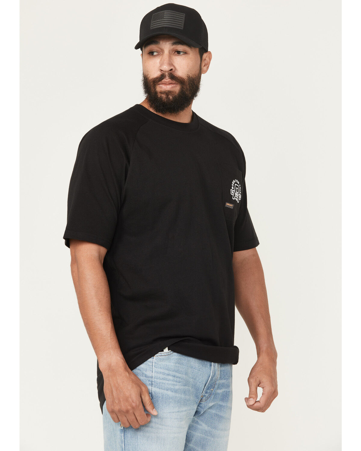 Image #4 - Ariat Men's Rebar Cotton Strong Headhard Short Sleeve Work T-Shirt, Black, hi-res
