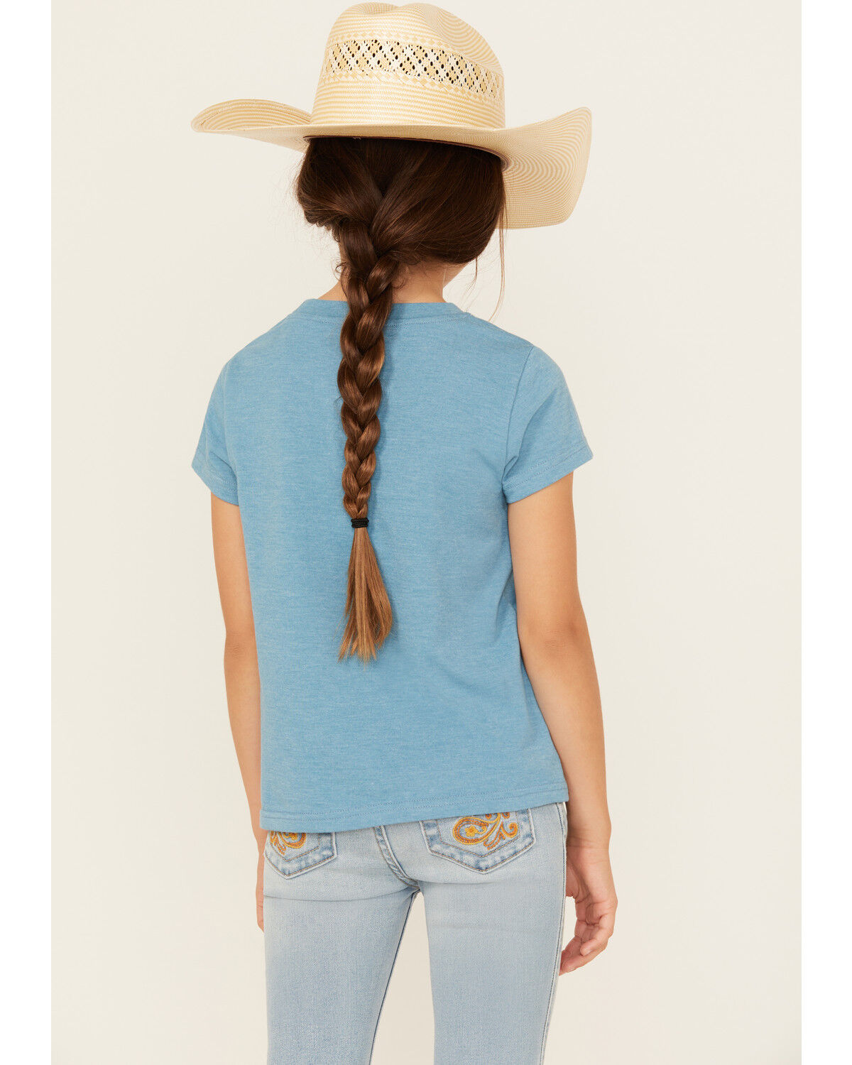 Image #4 - Shyanne Girls' Giddy Up Embellished Short Sleeve Graphic Tee, Blue, hi-res