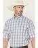 Image #2 - George Strait by Wrangler Men's Plaid Print Short Sleeve Button-Down Stretch Western Shirt, Blue, hi-res