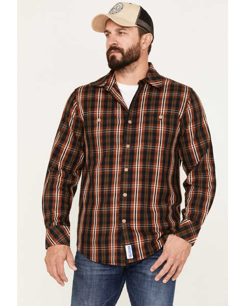 Image #1 - Resistol Men's Lamar Plaid Button Down Western Shirt , Rust Copper, hi-res