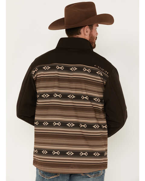 Image #4 - Cinch Men's Color-Block Southwestern Print Logo Zip-Front Softshell Jacket , Brown, hi-res