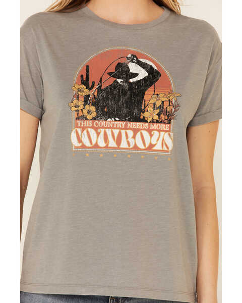 Image #3 - White Crow Women's This Country Needs More Cowboys Graphic Short Sleeve Tee , Charcoal, hi-res
