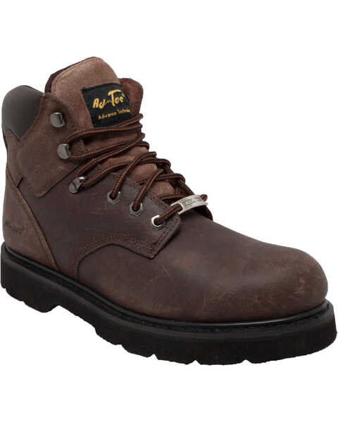 Ad Tec Men's 6" Leather Work Boots - Steel Toe, Brown, hi-res