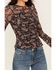 Image #3 - Ash & Violet Women's Paisley Print Mesh Seamed Long Sleeve Top, Black, hi-res