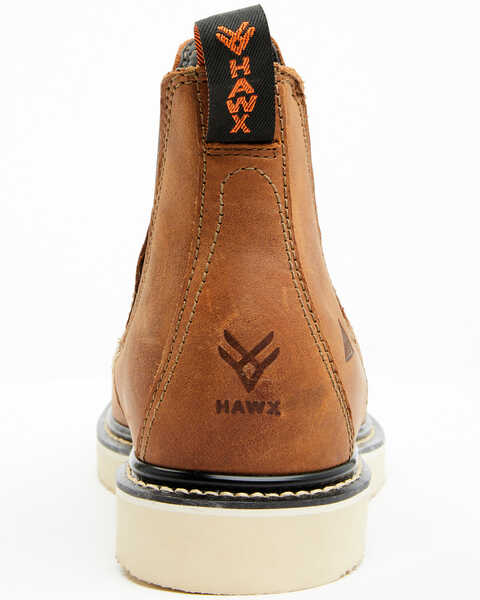 Image #5 - Hawx Men's Crazy Horse Wedge Chelsea Work Boots - Soft Toe, Brown, hi-res