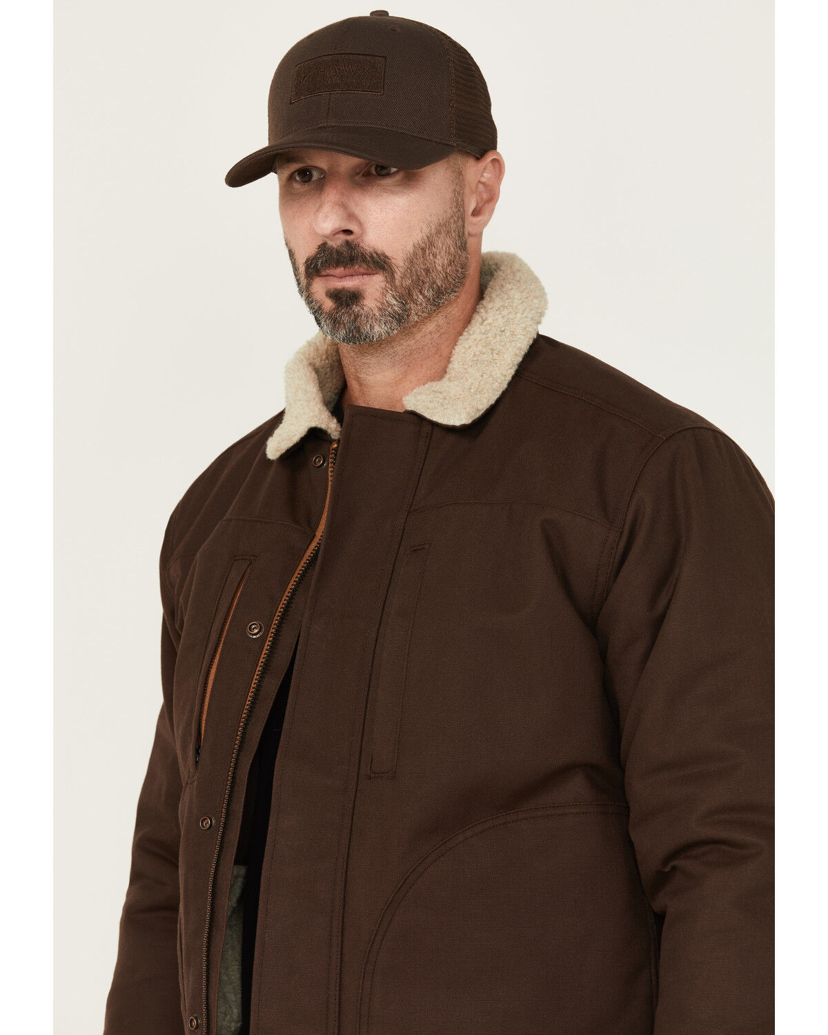 Image #2 - Hawx Men's FR Sherpa Lined Work Jacket, Brown, hi-res