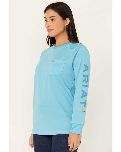 Image #1 - Ariat Women's Rebar Heat Fighter Long Sleeve Work Shirt , Blue, hi-res