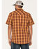 Image #4 - Moonshine Spirit Men's Sunset Stroll Plaid Print Short Sleeve Snap Western Shirt , Dark Yellow, hi-res