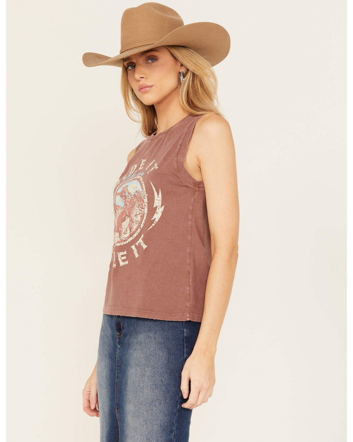 Image #2 - Rock & Roll Denim Women's Horse Graphic Tank Top, Chocolate, hi-res