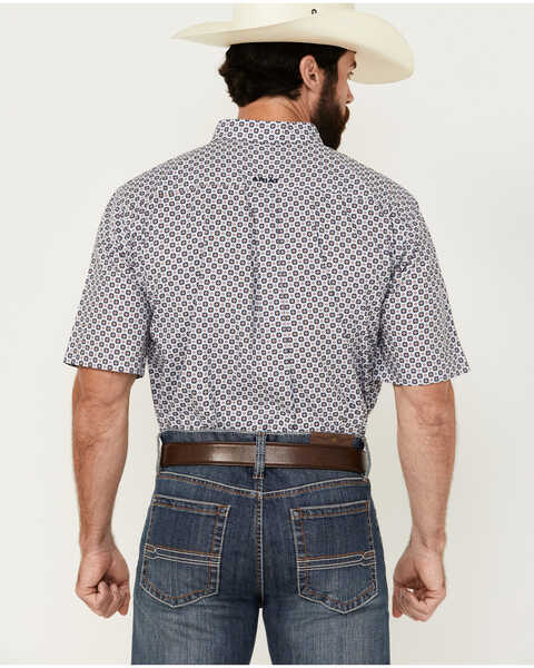 Image #4 - Ariat Men's Denver Geo Print Short Sleeve Button-Down Western Shirt - Tall , Blue, hi-res