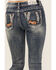 Image #2 - Grace In LA Women's Light Wash Floral Horseshoe Pocket Mid Rise Bootcut Stretch Denim Jeans, Light Wash, hi-res