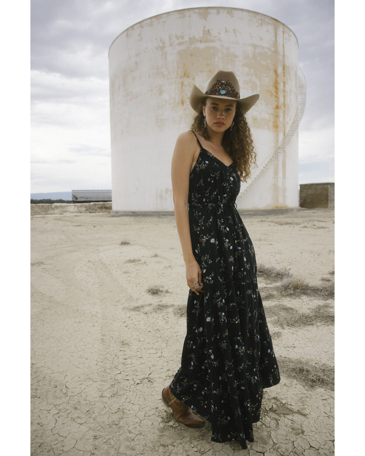 Image #1 - Idyllwind Women's Colt Floral Print Sleeveless Button-Down Maxi Dress, Black, hi-res