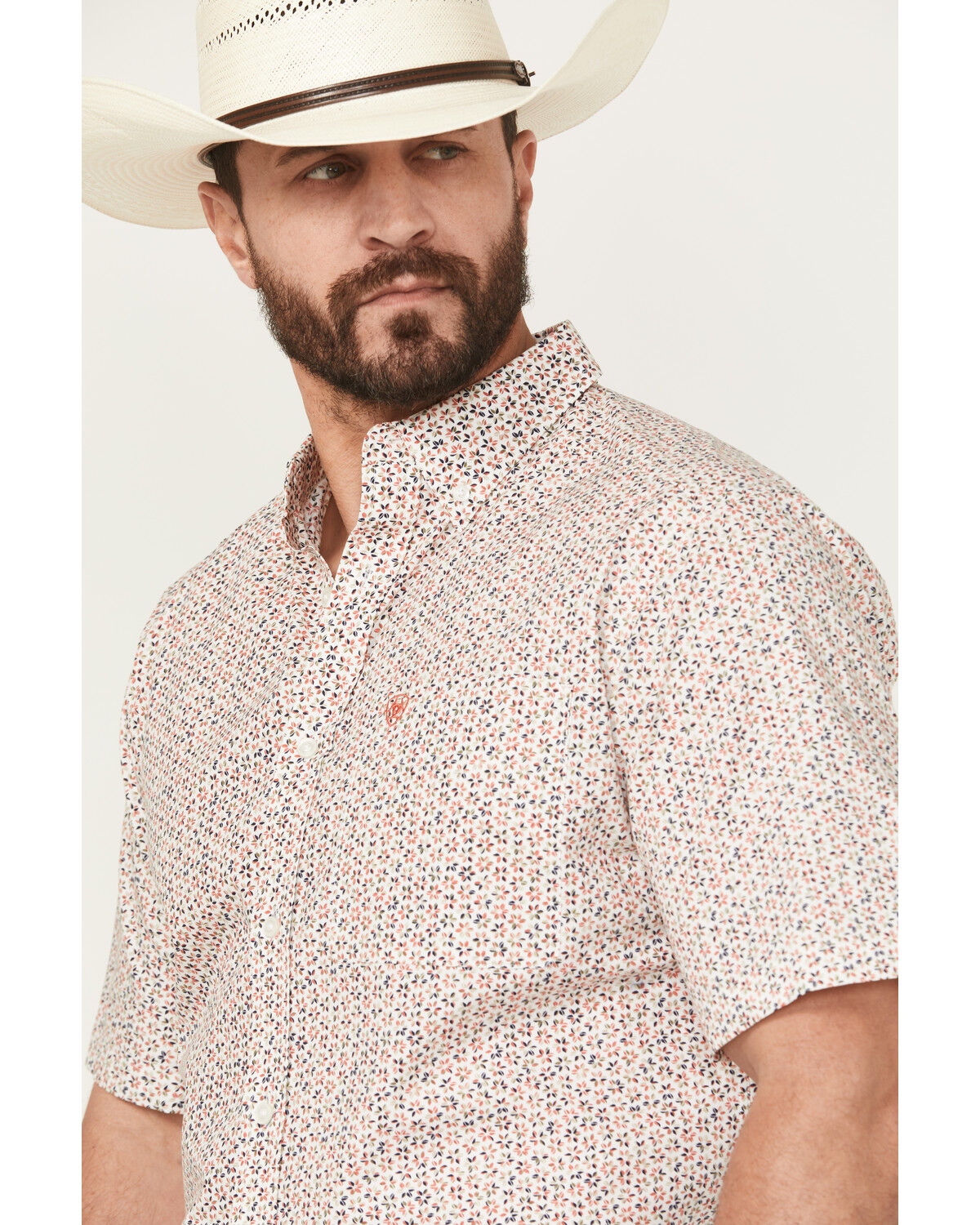 Image #2 - Ariat Men's Chapman Printed Short Sleeve Button-Down Western Shirt, White, hi-res