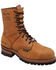 Ad Tec Men's 9" Brown Leather Logger Boots - Steel Toe, Brown, hi-res