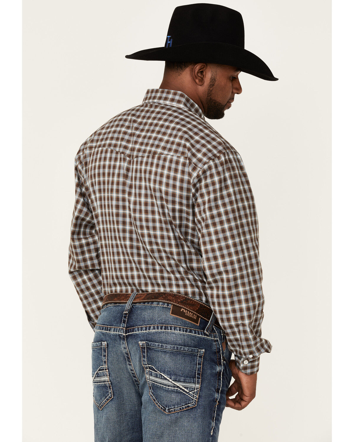 Image #4 - Resistol Men's Quincy Small Plaid Long Sleeve Button Down Western Shirt, Blue, hi-res