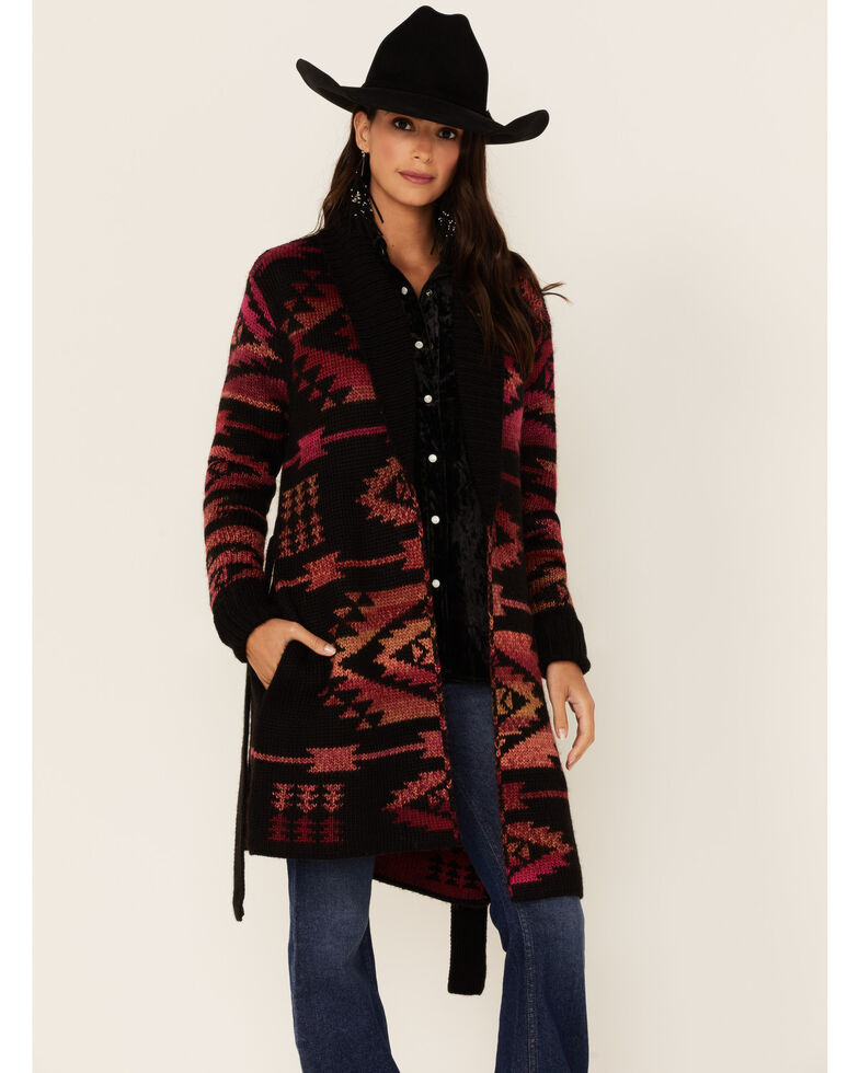 Idyllwind Women's Country Wood Ombre Southwestern Cardigan, Black, hi-res
