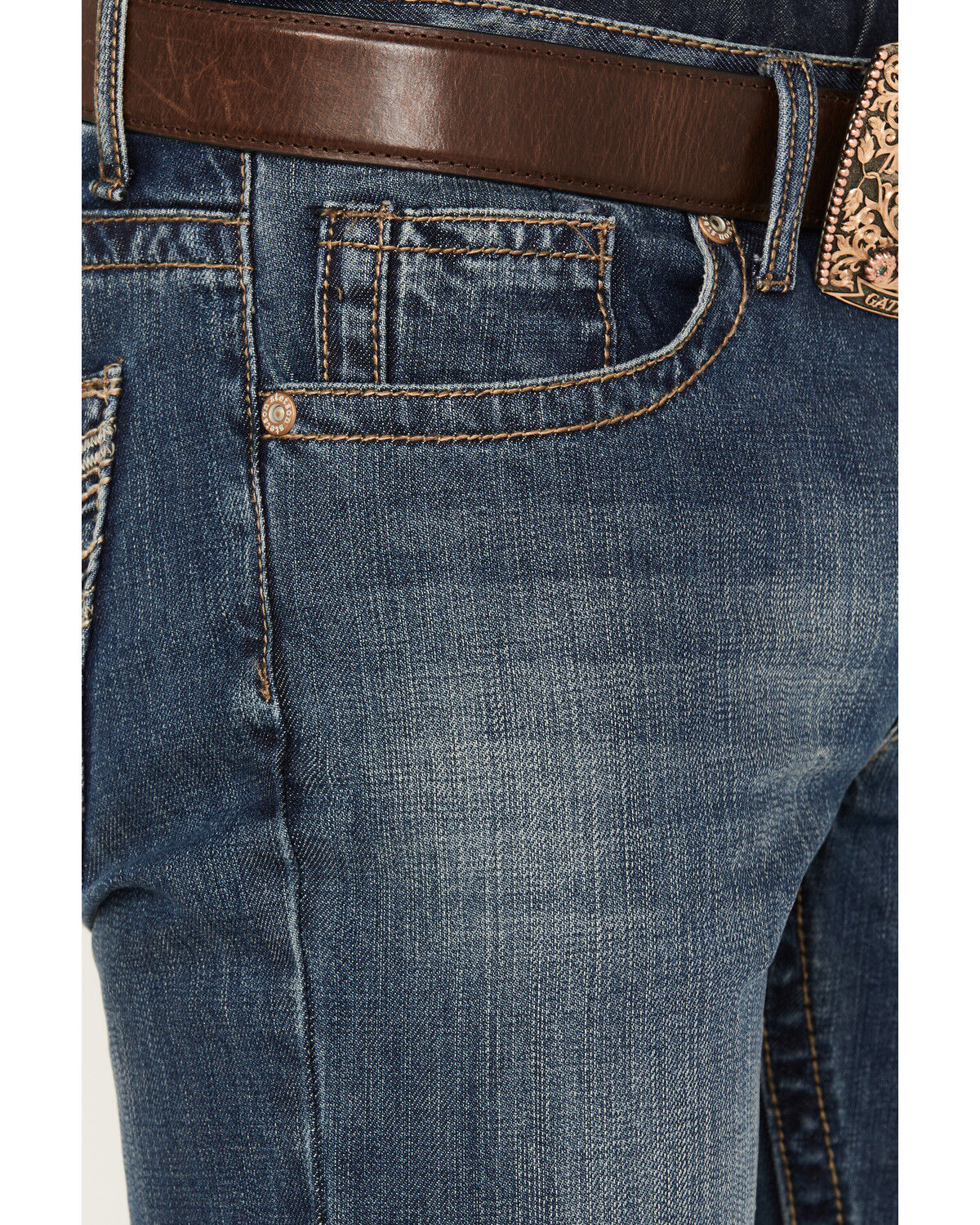 Image #2 - Stetson Men's 1014Rocker Fit Bootcut Jeans, Blue, hi-res