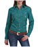 Image #1 - Roper Women's Paisley Print Long Sleeve Snap Western Shirt, Teal, hi-res