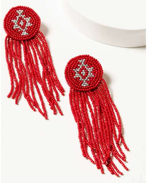 Image #1 - Idyllwind Women's Adalee Seed Bead Earrings , Red, hi-res