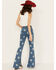 Image #3 - Rock & Roll Denim Women's Light Wash High Rise Star Print Americana Slit Flare Jeans, Light Wash, hi-res