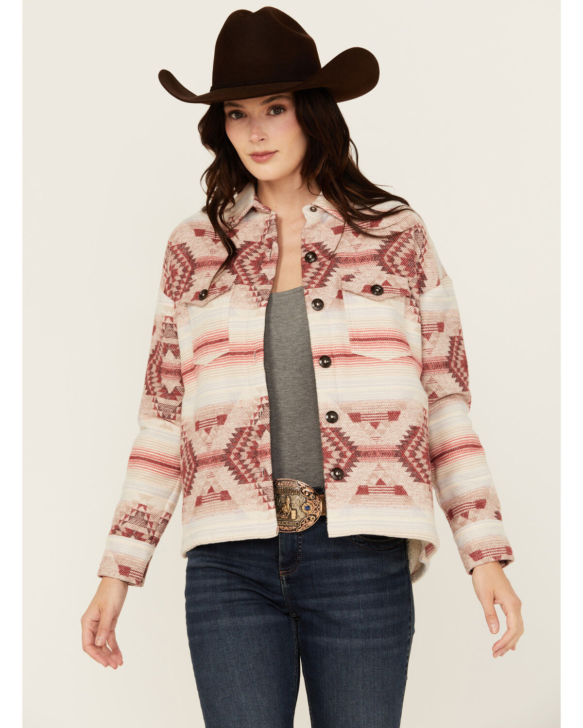 Image #1 - Rock & Roll Denim Women's Southwestern Print Jacket, Cream, hi-res