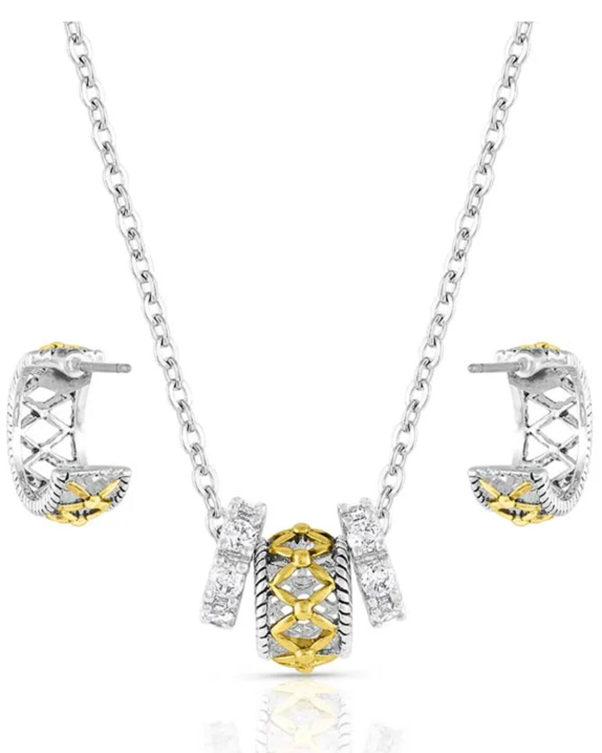 Image #2 - Montana Silversmiths Women's Montana Gold Woven Jewelry Set - 2 Piece, Silver, hi-res