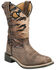 Image #1 - Smoky Mountain Little Girls' Safari Western Boots - Broad Square Toe, Brown, hi-res