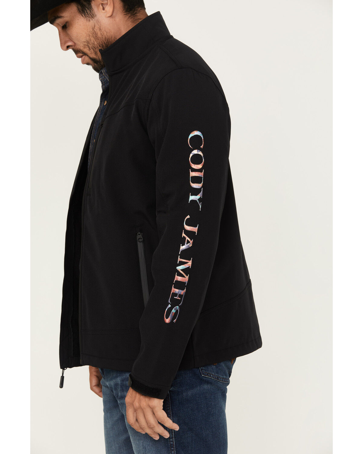 Image #2 - Cody James Men's Southwestern Logo Softshell Jacket, Black, hi-res