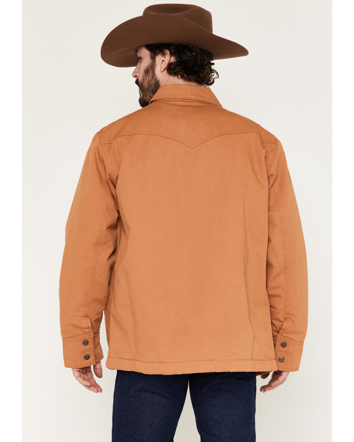 Image #4 - Wrangler Men's Canvas Flannel Lined Button-Down Jacket, Camel, hi-res