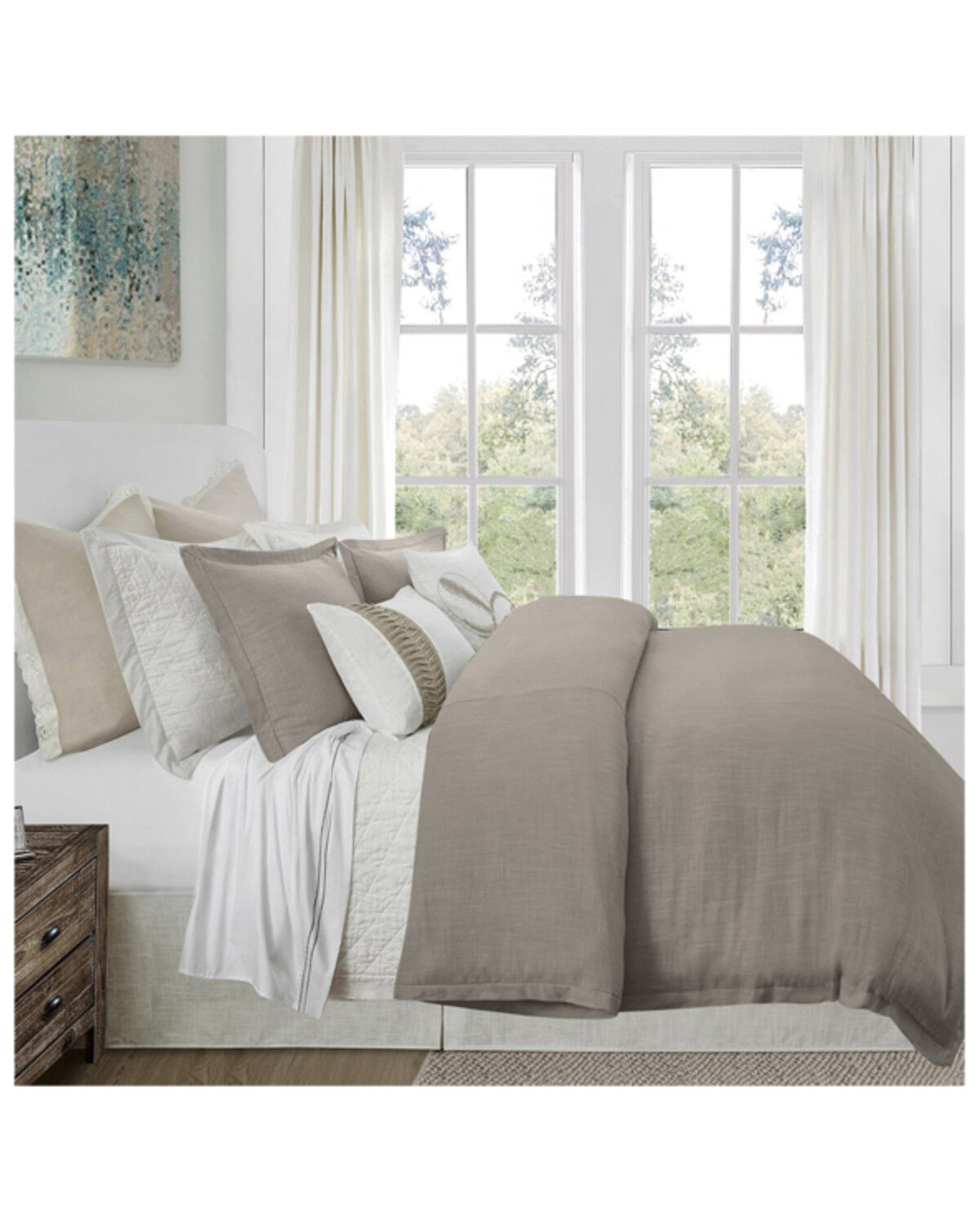 Image #1 - HiEnd Accents Hera 3pc Duvet Set - King, Taupe, hi-res
