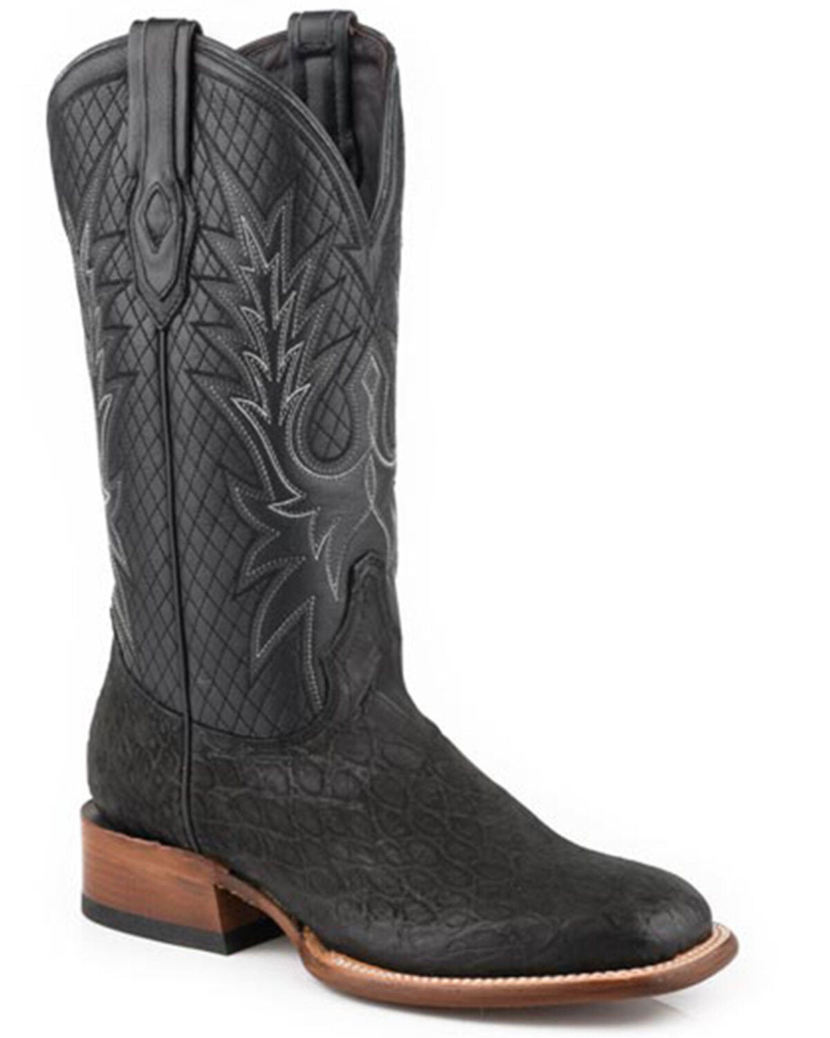 Image #1 - Stetson Men's Grator Exotic Alligator Western Boots - Broad Square Toe, Black, hi-res