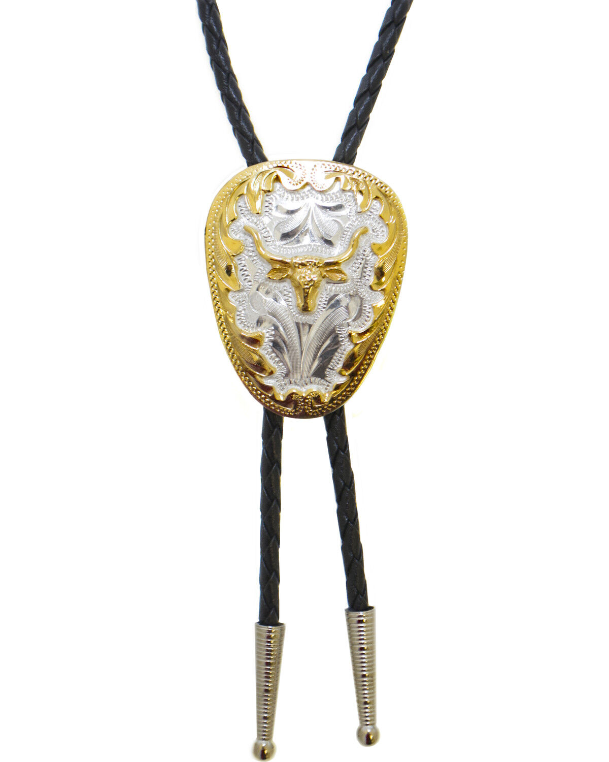 Image #1 - Western Express Men's German Silver Longhorn Bolo Tie, Silver, hi-res
