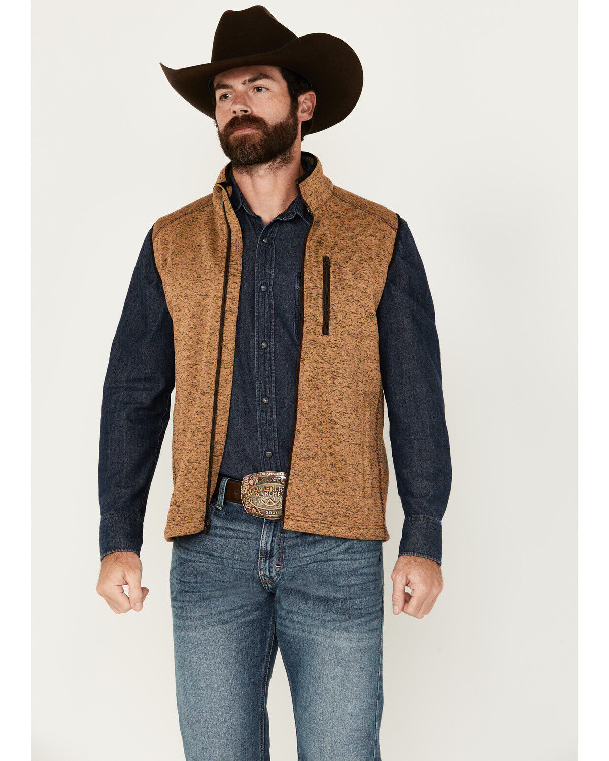 Image #1 - Cowboy Hardware Men's Speckle Knit Vest, Tan, hi-res
