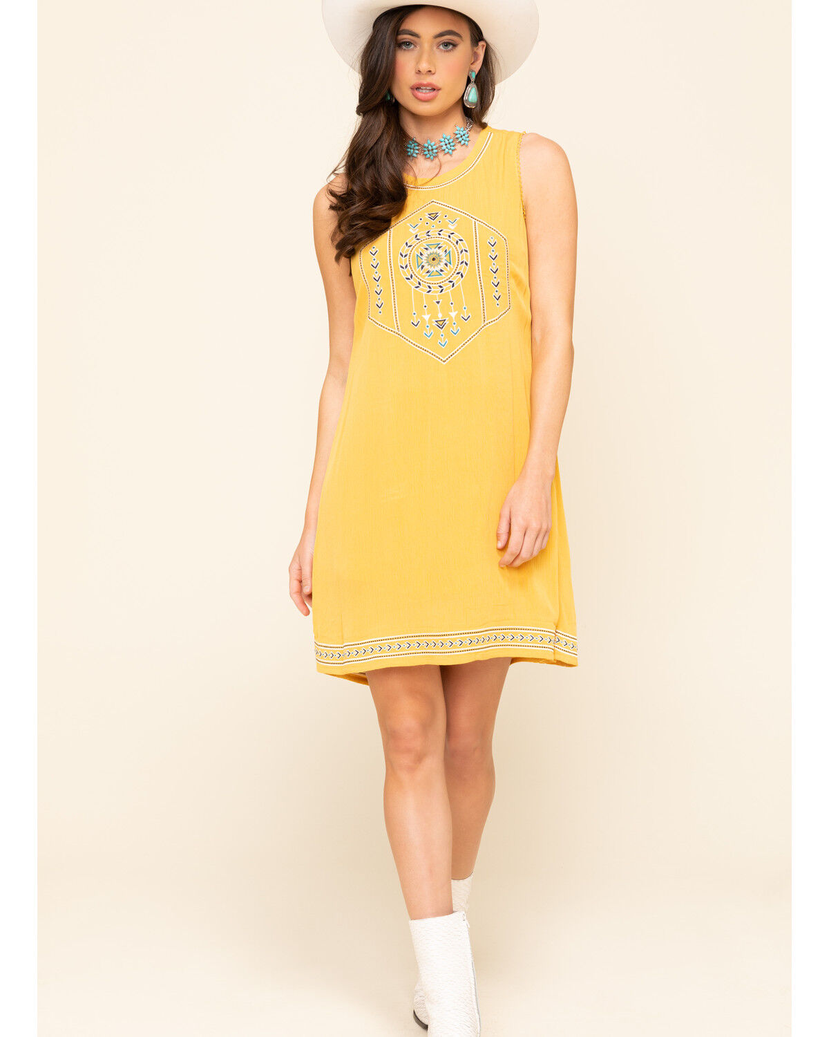 yellow high neck dress