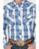 Image #2 - Cowboy Hardware Men's Hombre Plaid Print Long Sleeve Pearl Snap Western Shirt, Blue, hi-res