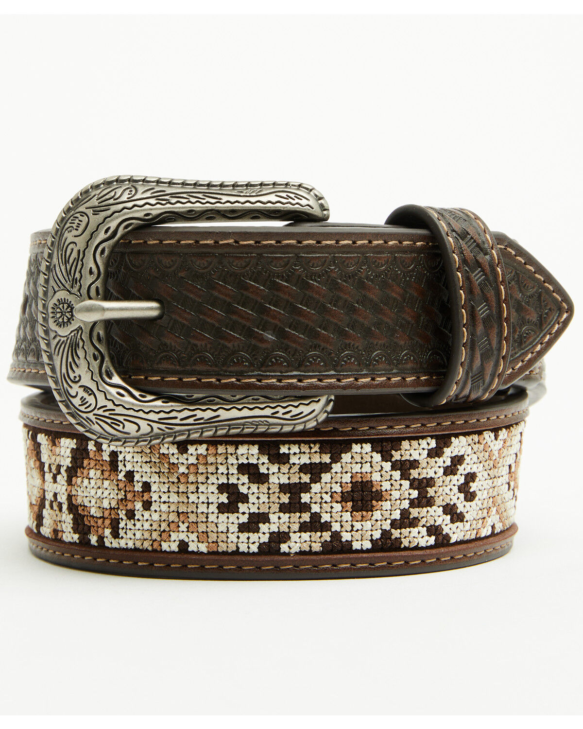 Image #1 - Cody James Boys' Tucker Southwestern Faux Leather Belt, Black, hi-res