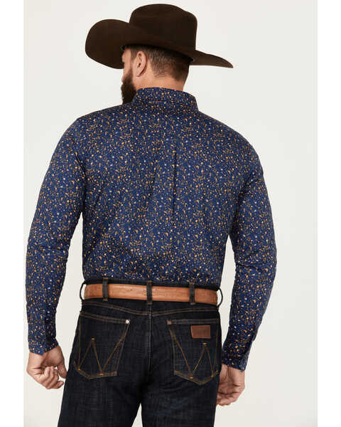 Image #4 - Cody James Men's Meadowlark Floral Print Long Sleeve Button-Down Stretch Western Shirt - Tall , Navy, hi-res