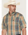 Image #2 - Wrangler Men's ATG Turbulence Plaid Print Short Sleeve Snap Performance Western Shirt, Multi, hi-res