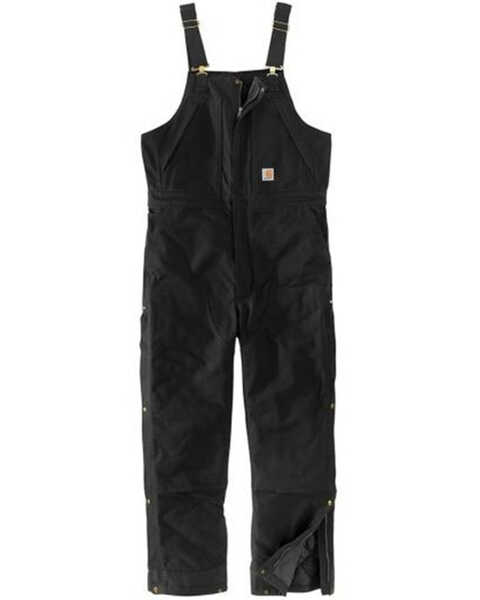 Carhartt Men's Loose Fit Firm Duck Insulated Overalls, Black, hi-res