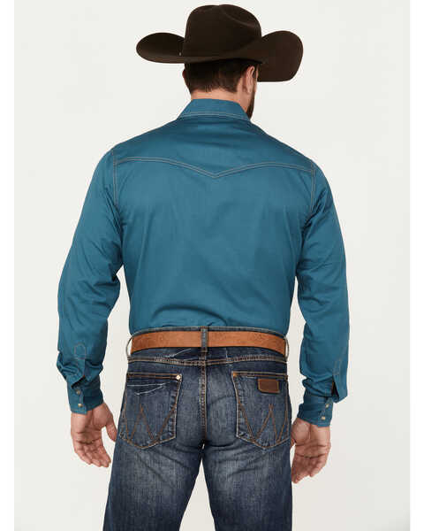Image #4 - Wrangler Retro Men's Premium Long Sleeve Snap Western Shirt, Teal, hi-res