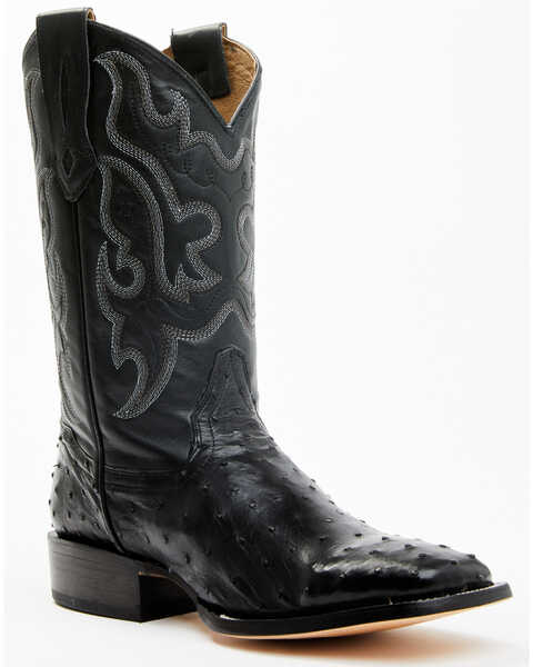 Image #1 - Cody James Men's Exotic Full Quill Ostrich Western Boots - Broad Square Toe , Black, hi-res