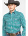 Image #1 - Rock 47 By Wrangler Men's Teal Geo Print Long Sleeve Western Shirt , Teal, hi-res