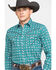 Image #1 - Rock 47 By Wrangler Men's Teal Geo Print Long Sleeve Western Shirt, Teal, hi-res