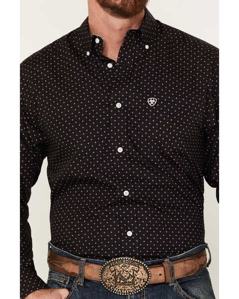 Ariat Men's Vance Geo Print Long Sleeve Button-Down Western Shirt - Tall, Black, hi-res