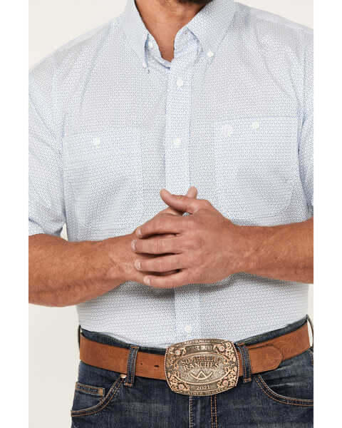 Image #3 - George Strait By Wrangler Men's Geo Print Short Sleeve Button-Down Western Shirt - Big, Blue, hi-res