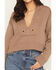 Image #3 - Cleo + Wolf Women's Solid Grommet Cropped Hoodie, Taupe, hi-res
