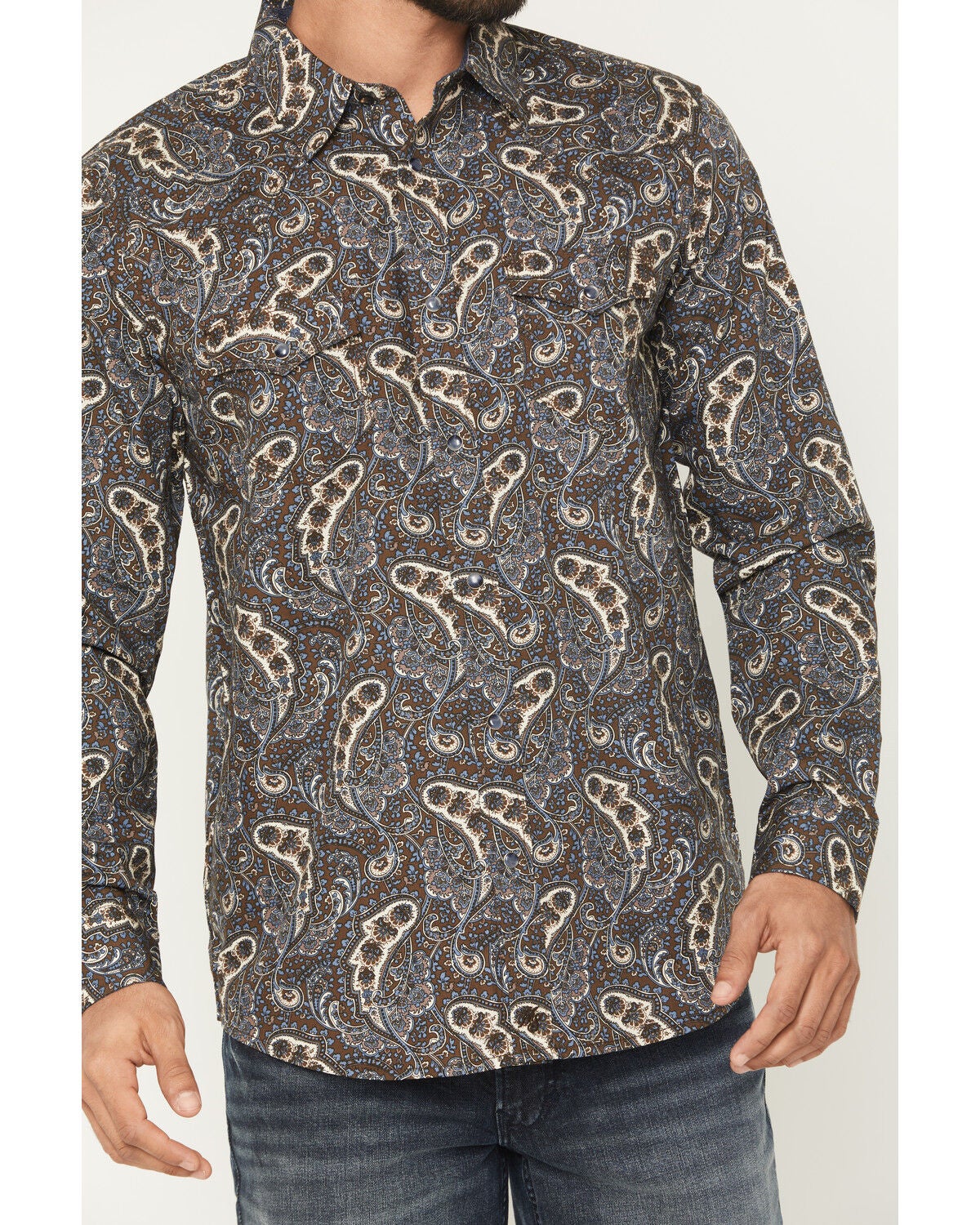 Image #3 - Moonshine Spirit&reg; Men's High Strung Paisley Print Long Sleeve Snap Western Shirt, Dark Brown, hi-res