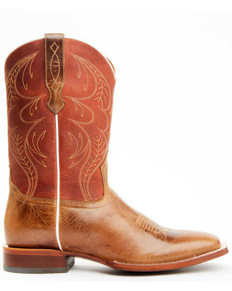 Image #2 - Cody James Men's Upper Two-Tone Leather Western Boots - Broad Square Toe , Orange, hi-res