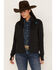 Image #1 - RANK 45® Women's Logo Fleece Performance Zip-Up Pullover, Black, hi-res