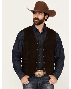 Cody James Men's Angus 2.0 Suede Snap Vest, Brown, hi-res